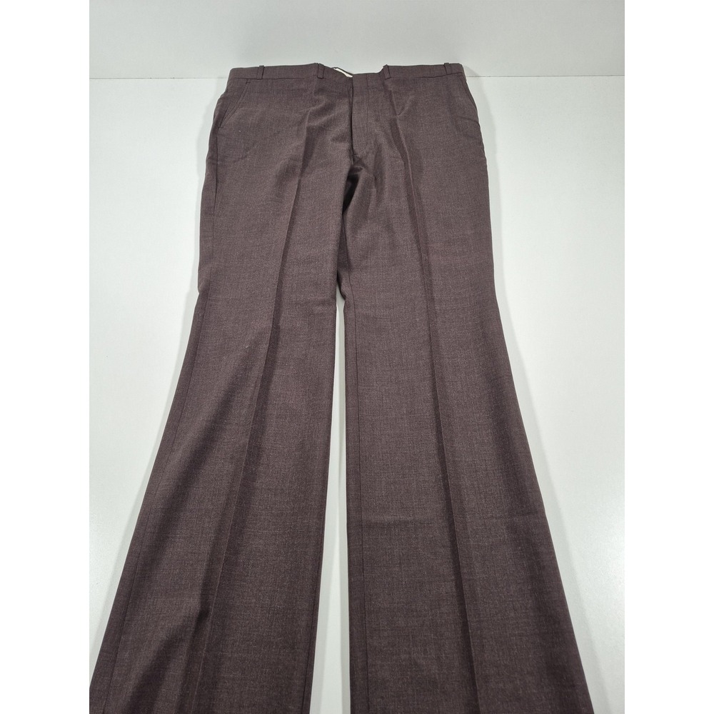 VTG Racquet Club Dress Pants Mens 42x36 Brown Wool Tweed Flat Front Unhemmed